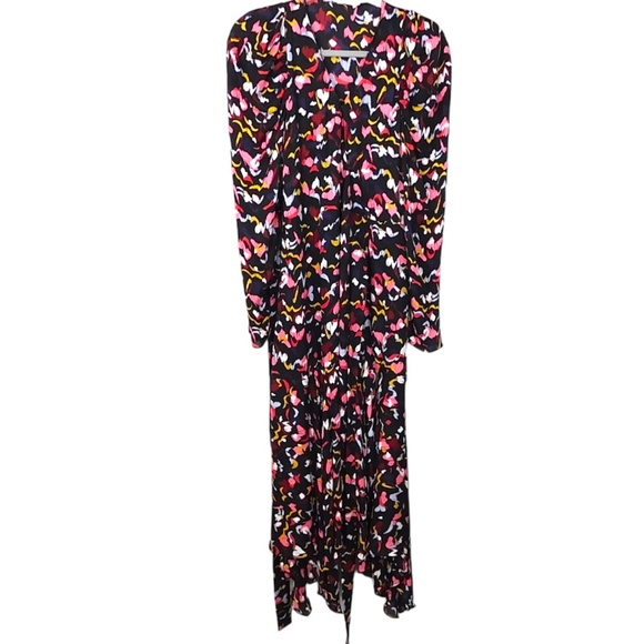 A.L.C. Tianna Long Sleeve Vacation Holiday Wrap Dress in Coral Multi size 10 - Picture 3 of 8